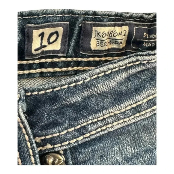 Miss Me Girls' Bermuda Denim Shorts Size 10 Blue Distressed Casual - Picture 3 of 7